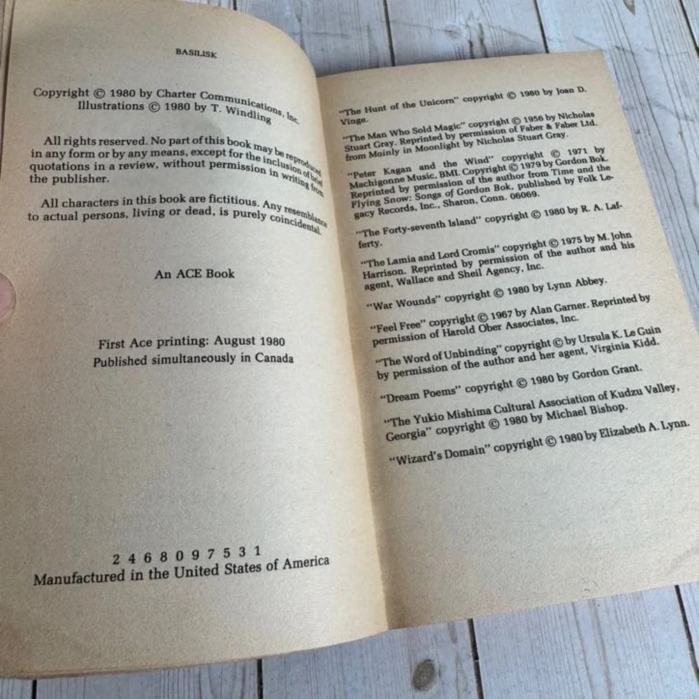 Basilisk Ellen Kushner Anthology 1980 First Ace Printing Fantasy Ace Books